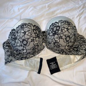 TORRID Strapless PushUp Black & White Lace 46D Bra